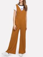 Shein V Neck Flare Hem Sleeveless Jumpsuit