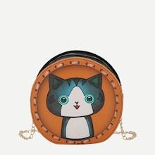 Shein Cat Pattern Round Shaped Chain Bag