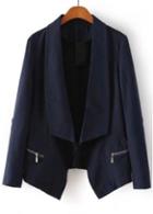 Rosewe Trendy Long Sleeve Solid Black Blazer With Turndown Collar