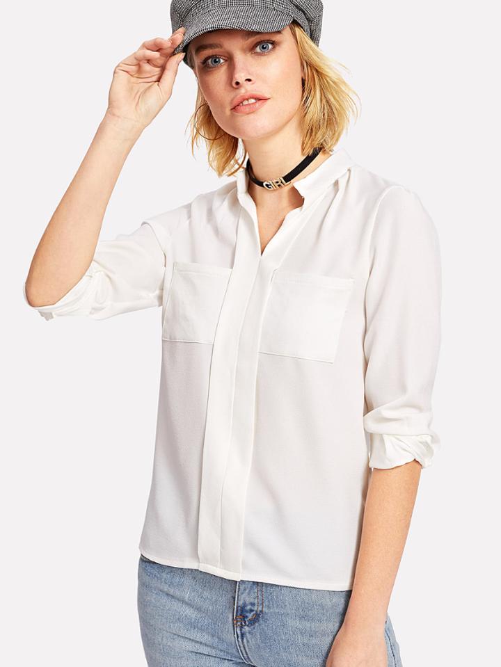 Shein Dual Pocket Front Shirt