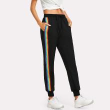 Shein Rainbow Striped Side Sweatpants