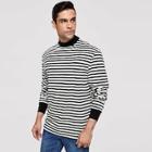 Shein Men High Neck Striped Sweatshirt