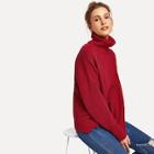 Shein Rolled Up Neck Solid Sweater