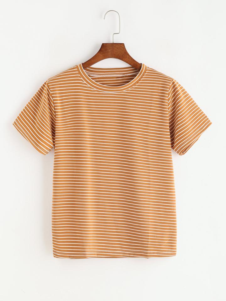 Shein Striped Crew Neck Tee