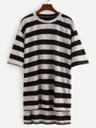 Shein Dip Hem Striped T-shirt