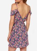Rosewe Fabulous Open Back Floral Print Woman Mini Dress