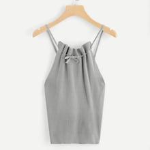 Shein Solid Drawstring Halter Cami Top