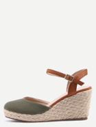 Shein Round Toe Ankle Strap Wedges - Khaki