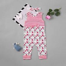 Shein Toddler Girls Floral Striped Jumpsuit