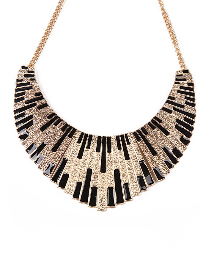 Shein Black Shining Bib Collar Necklace