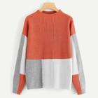Shein Funnel Neck Color Block Jumper