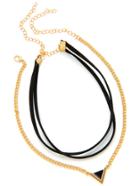 Shein Contrast Triangle Pendant Necklace & Velvet Choker Set