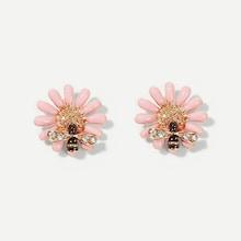 Shein Bee Detail Flower Stud Earrings
