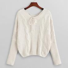 Shein Knot Front Cable Knit Sweater