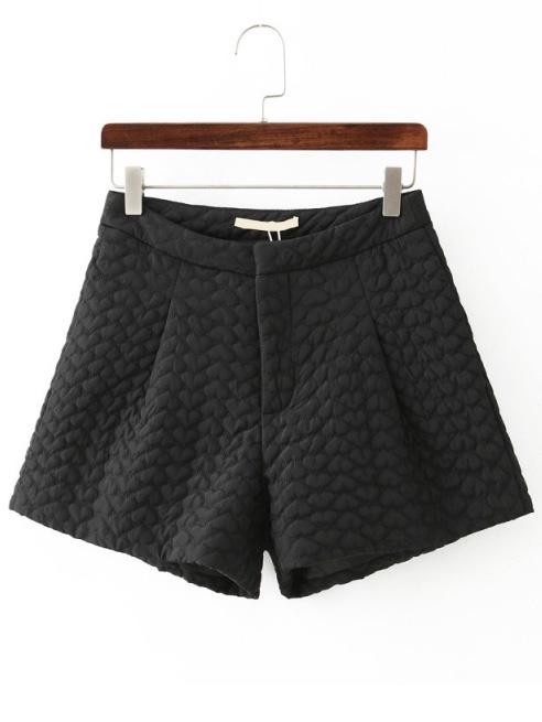 Shein Black Hearts Jacquard Shorts