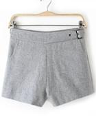 Shein Grey Side Zipper Shorts With Buckle