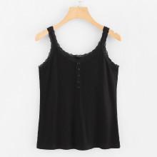 Shein Lace Contrast Ribbed Tank Top