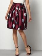 Shein Burgundy Elastic Waist Print Flare Skirt