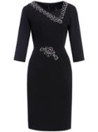 Shein Black V Neck Beading Sheath Dress