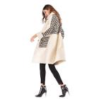 Shein Houndstooth Panel Single-breasted Tweed Coat
