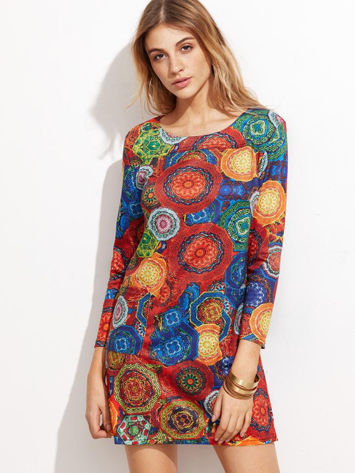 Shein Patchwork Front Pocket Shift Dress