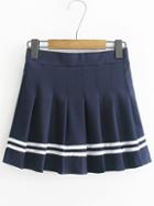 Shein Striped Trim A Line Pleated Skirt
