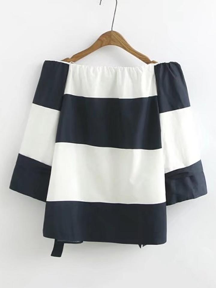 Shein Boat Neckline Color Block Top
