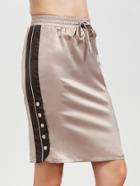 Shein Pink Buttoned Contrast Side Drawstring Waist Skirt