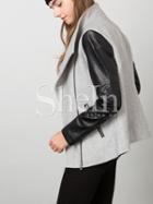 Shein Grey Zipper Color Block Jacket