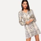 Shein Single Breasted Snake Print Dress