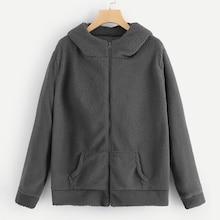 Shein Plus Zip Up Hooded Teddy Jacket