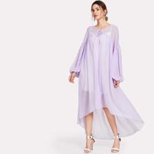 Shein Drop Shoulder Bishop Sleeve Asymmetrical Hem Dress
