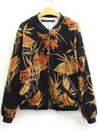 Shein Black Floral Print Zipper Jacket