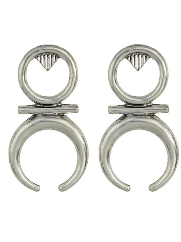 Shein Antique Silver Vintage Geometric Hanging Stud Earrings