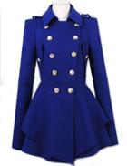 Shein Royal Blue Lapel Double Breasted Frock Coat