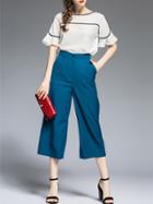 Shein Blue Bell Sleeve Top With Pockets Pants