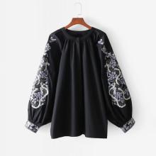 Shein Embroidered Balloon Sleeve Blouse