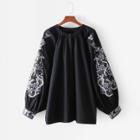 Shein Embroidered Balloon Sleeve Blouse