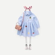 Shein Toddler Girls Fruit Embroidery Striped Dress