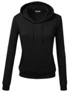 Shein Black Hooded Long Sleeve Slim Sweatshirt