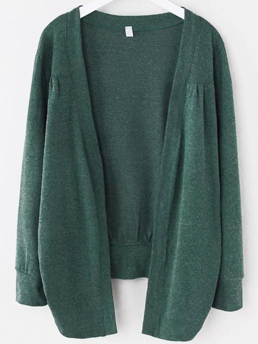 Shein Green Asymmetrical Ruched Cardigan