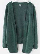 Shein Green Asymmetrical Ruched Cardigan