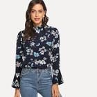 Shein Bell Sleeve Floral Blouse
