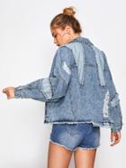 Shein Destroyed Dropped Shoulder Denim Jacket
