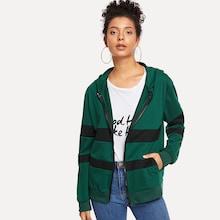 Shein Colorblock Zip Up Hoodie Outerwear