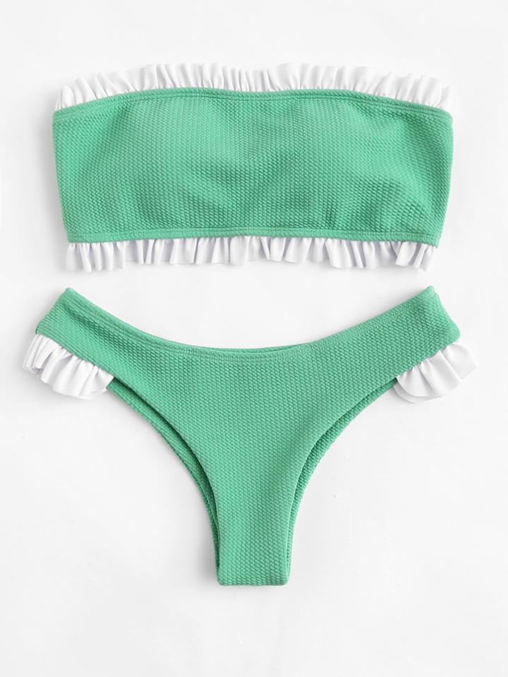 Shein Frill Trim Bandeau Bikini Set