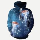 Shein Men Jellyfish Print Hooded Sweatshirt