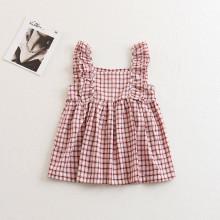 Shein Girls Frill Sleeve Plaid Dress