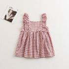 Shein Girls Frill Sleeve Plaid Dress