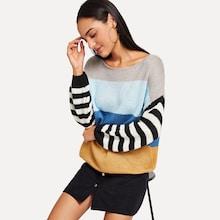 Shein Color Block Striped Sweater